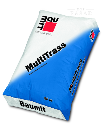 Baumit MultiTrass, Ремонтная цементно-известковая шпаклевка для фасадных работ, 25 кг